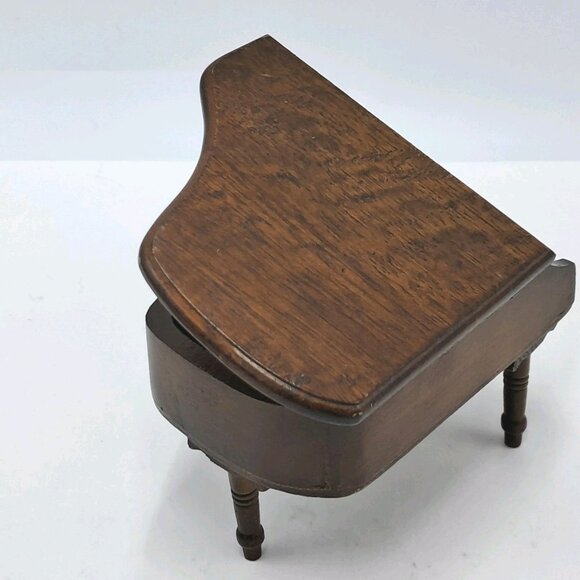 Miniature Grand Piano & Bench Walnut Furniture Doll House Vintage Wooden - Picture 6 of 14